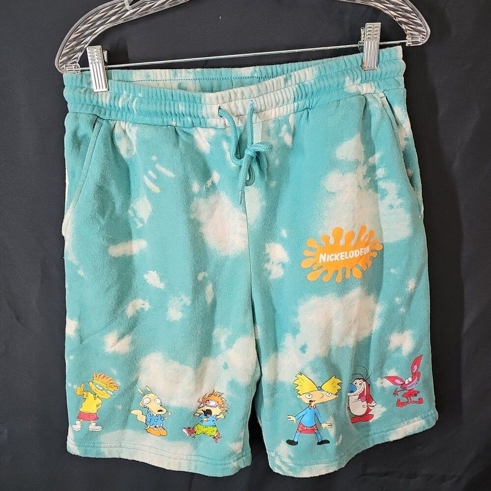 90s Nickelodeon Shorts MENS S Fleece SWEAT Jogger TYE DYED DRAWSTRINGS Ren